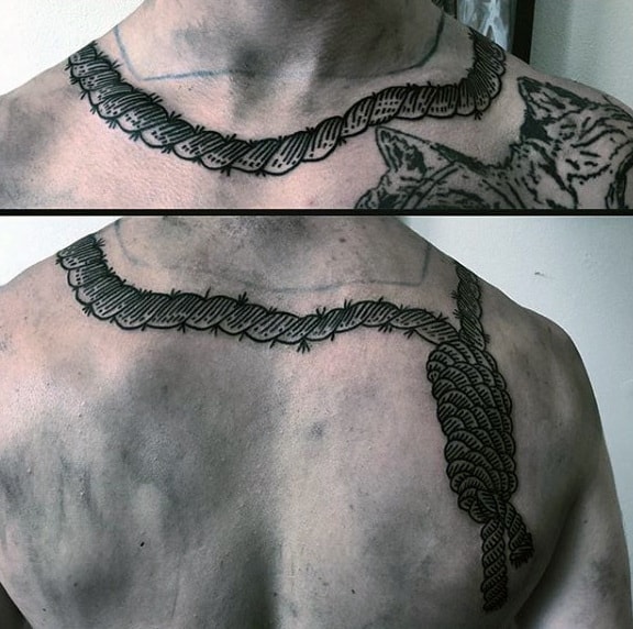 Mens Noose Neck And Shoulder Tattoo Designs