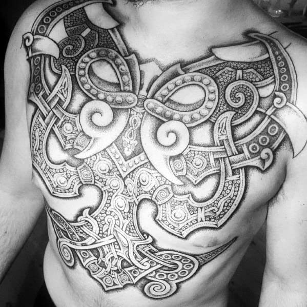 Mens Nordic Chest Great Tattoo Design Inspiration