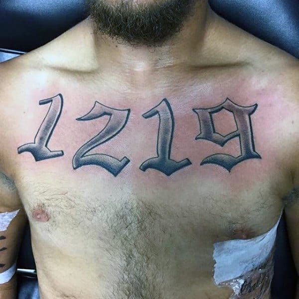 Mens Numbers 1219 Chest Tattoos