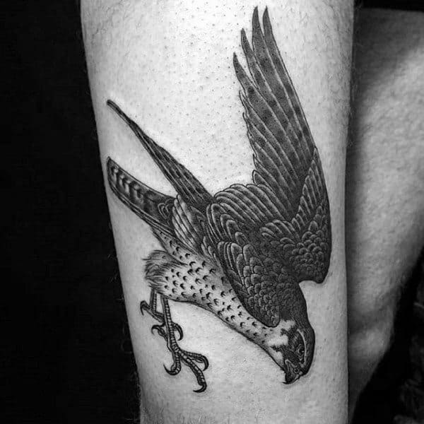 Mens Old School Falcon Thigh Tattoos