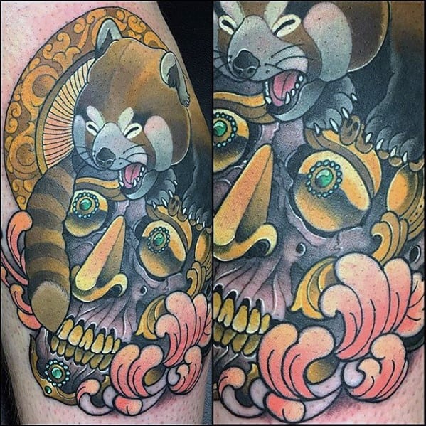 Mens Ornate Arm Manly Red Panda Tattoo Designs