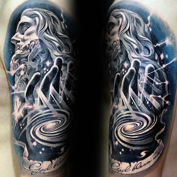 Mens Outer Space Arm Tattoos