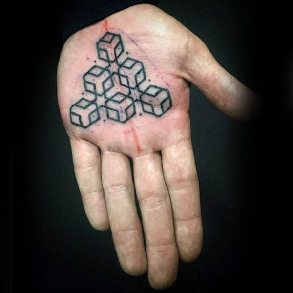 Mens Palm 3D Symbols Tattoo