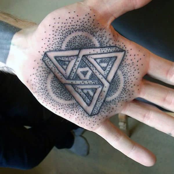 Mens Palm Dotted Grey 3D Design Tatto