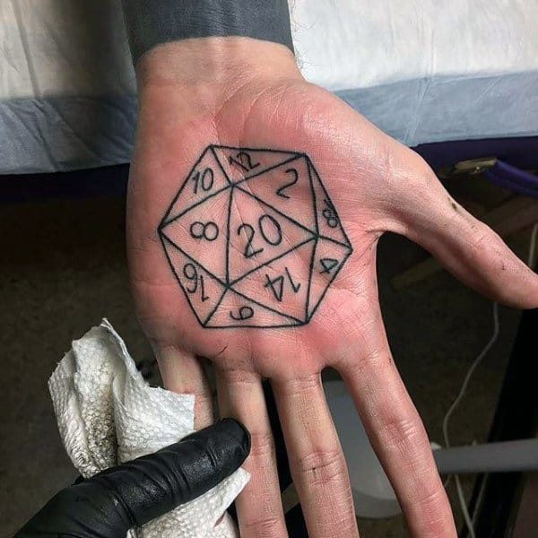 Mens Palm Numerals In Hexagon Tattoo Designs