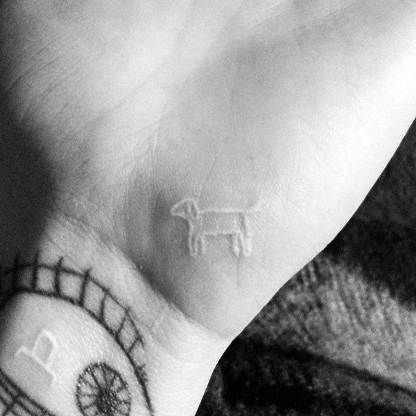 Mens Palm Tiny White Tattoo