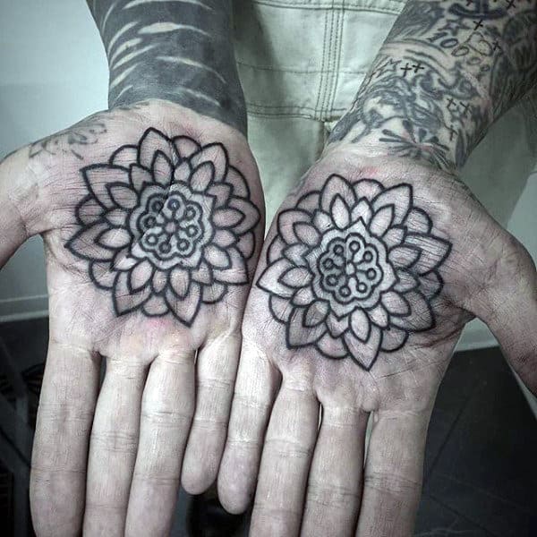 Mens Palms Lovely Flower Tattoo