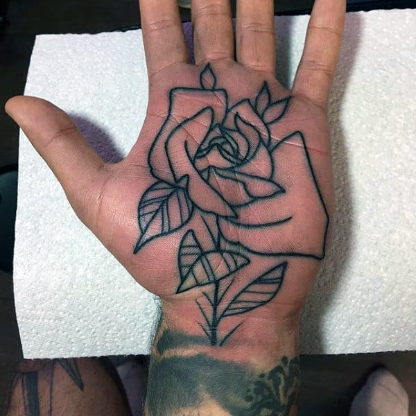 Mens Palms Pretty Rose Tattoo Design Ideas