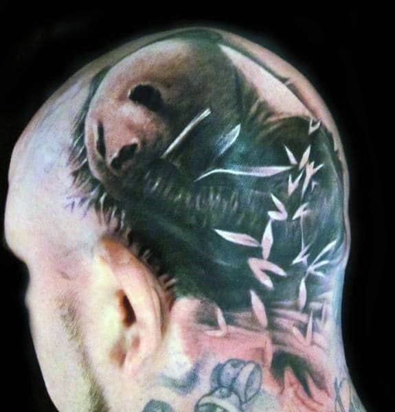 Mens Panda Bear Head Tattoo Designs