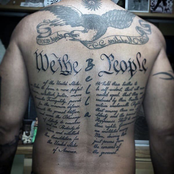 Mens Patriotic We The People Full Back Tattoo