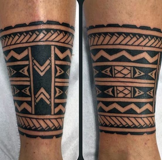 Mens Pattern Tribal Leg Band Tattoos