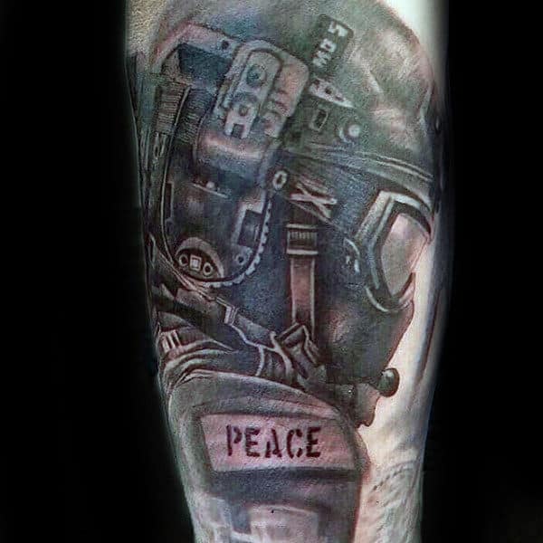 Mens Peace Army Patch On Solider Tattoo