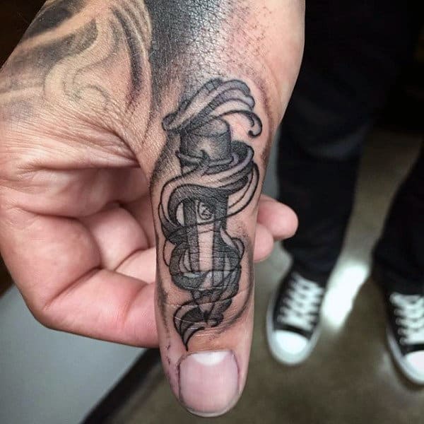 Mens Pencil Thumb Tattoo