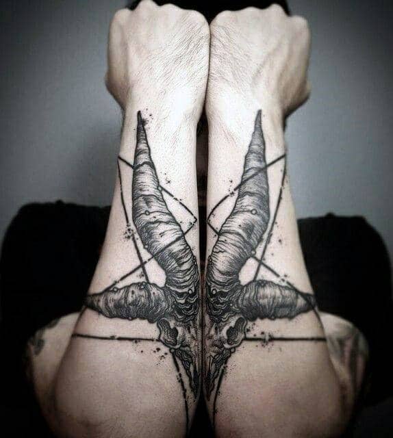 Mens Pentagram Tattoo Both Hands Ideas