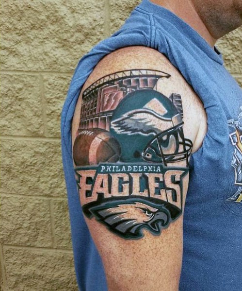 Mens Philiadephia Eagles Themed Arm Tattoos