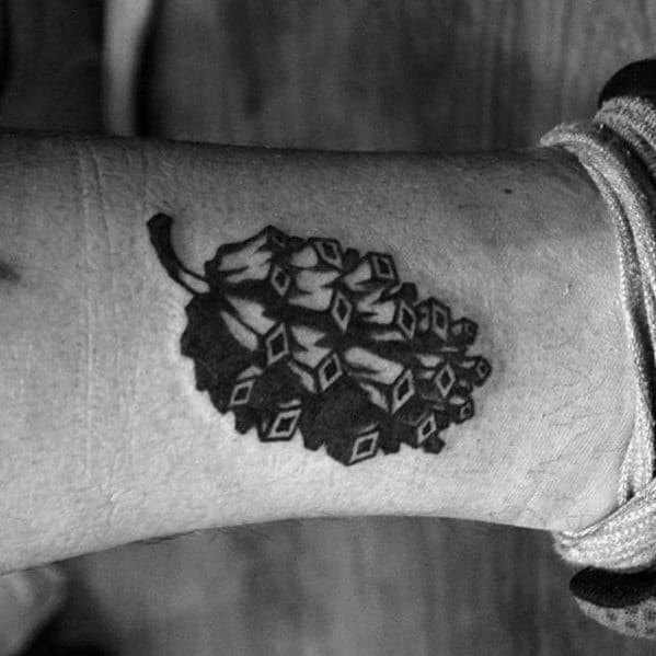 Mens Pine Cone Lower Leg Retro Tattoo Ideas