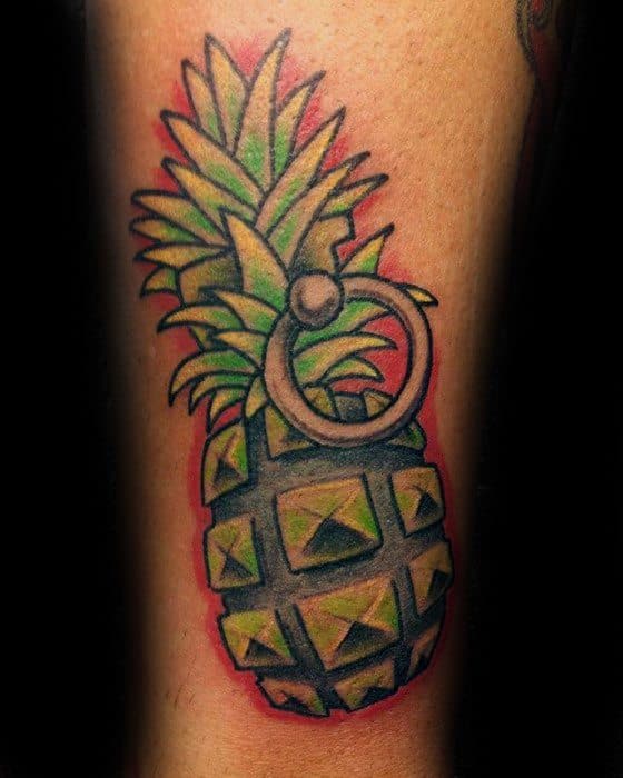 Mens Pineapple Grenade Arm Tattoo Design Inspiration