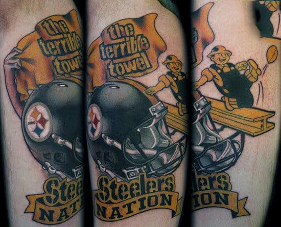 Mens Pittsburgh Steelers Nation Themed Arm Tattoos