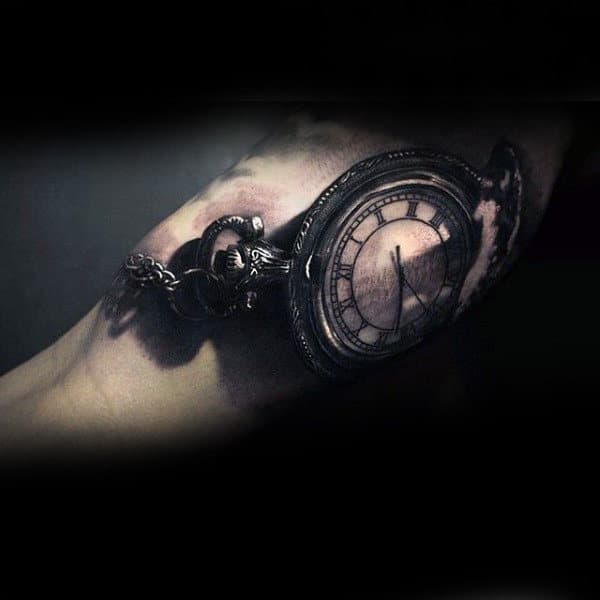 Mens Pocket Watch Insane Inner Arm Tattoos