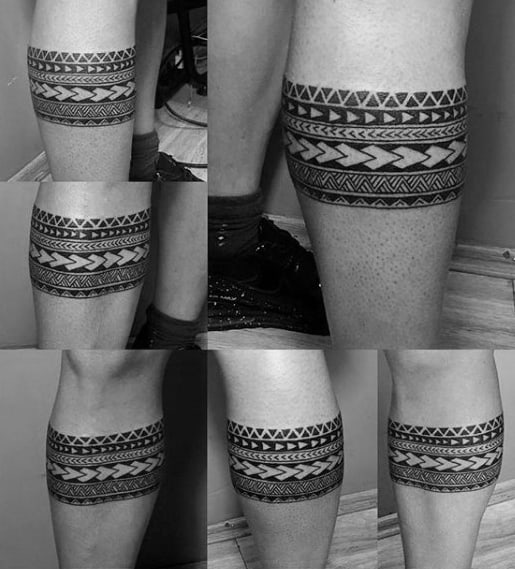 Mens Polynesian Leg Tattoo Band