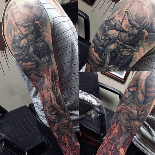 Men's Poseidon Tattoos Sleeves On Arm