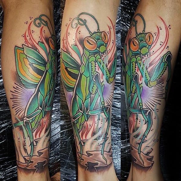 Mens Praying Mantis Tattoo Design Ideas