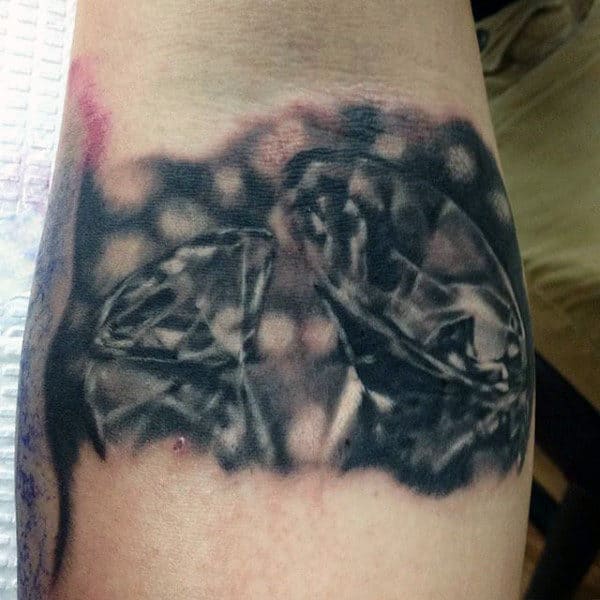 Mens Precious Stone Diamond Tattoos On Inner Forearm