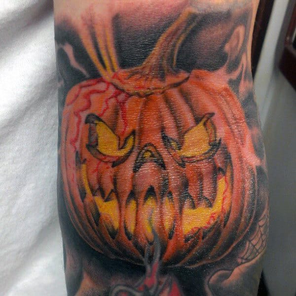Mens Pumpkin Jackolantern Tattoos