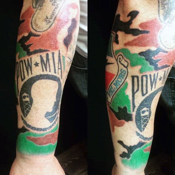 Mens Pw Mia Camouflage Forearm Tattoo