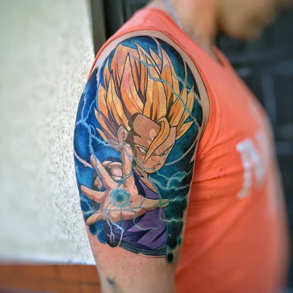Mens Quarter Sleeve Vegeta Tattoo Designs