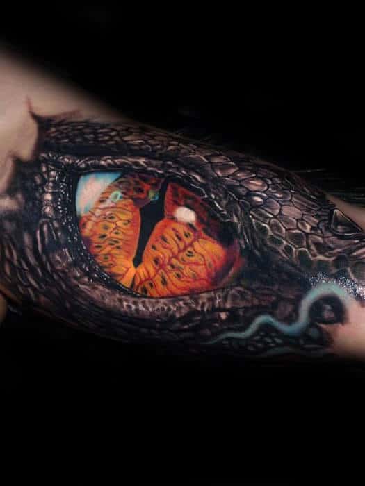 Mens Realistic 3d Dragon Eye Inner Arm Bicep Tattoos