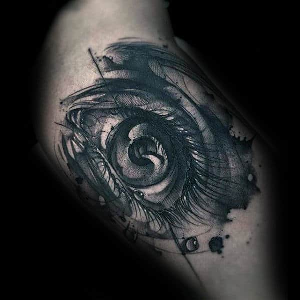 Mens Realistic Eye Watercolor Arm Tattoo