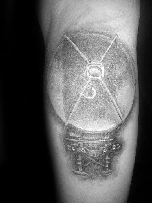 Mens Realistic Leg Satellite Tattoo Ideas
