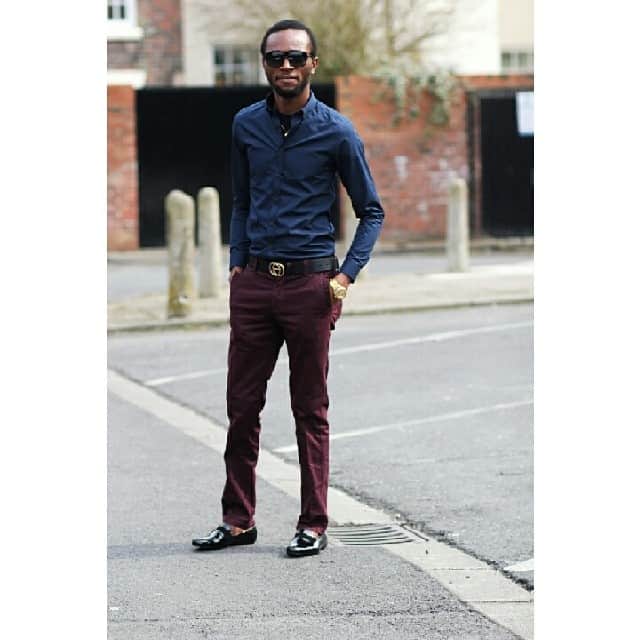 Mens Red Pants Trousers Navy Blue Style
