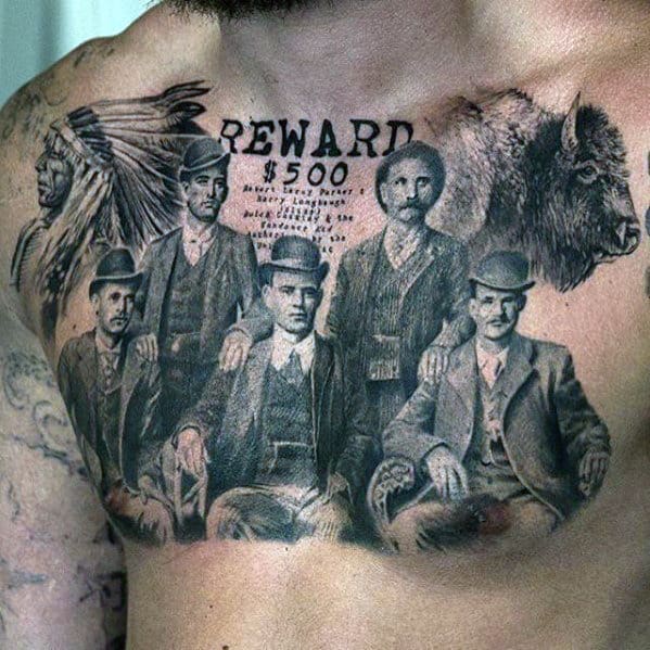 Mens Reward Gangsters Badass Vintage Upper Chest Tattoo