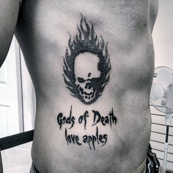 Mens Rib Cage Side Gods Of Death Love Apples Death Note Tattoo Ideas