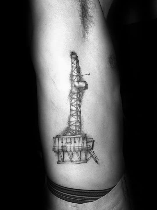 Mens Rib Cage Side Oilfield Tattoos