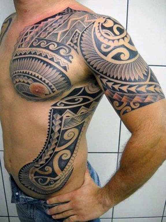 Mens Ribs Hawaiian Tattoo Designs