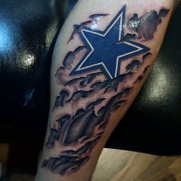 Mens Ripped Skin Football Dallas Cowboys Tattoo Design