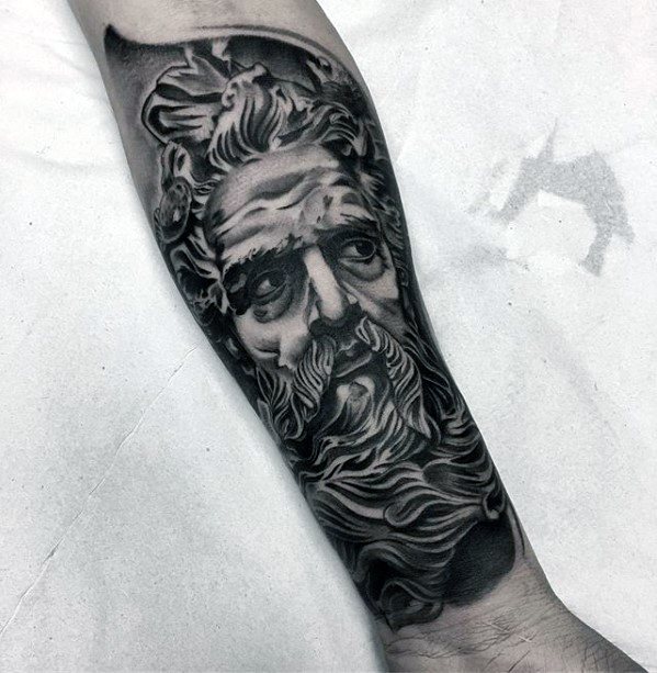 Mens Roman Statue Tattoo Forearm Sleeve