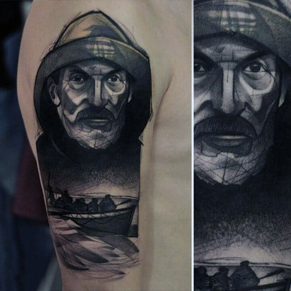 Mens Sailor Hat Tattoo Of Ship Capitan On Arm