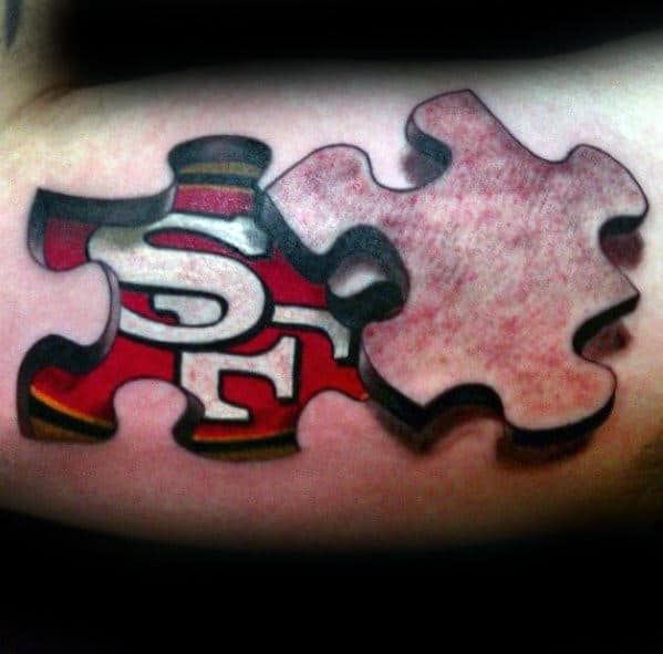 Mens San Francisco 49ers 3d Puzzle Piece Bicep Tattoo