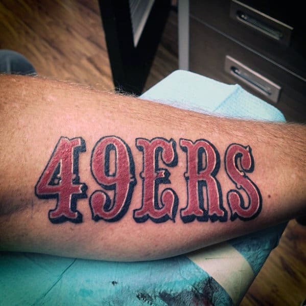 Mens San Francisco 49ers Outer Forearm Tattoo