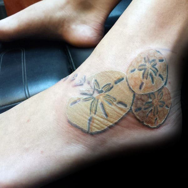 Mens Sandollar Seashell Foot Tattoos
