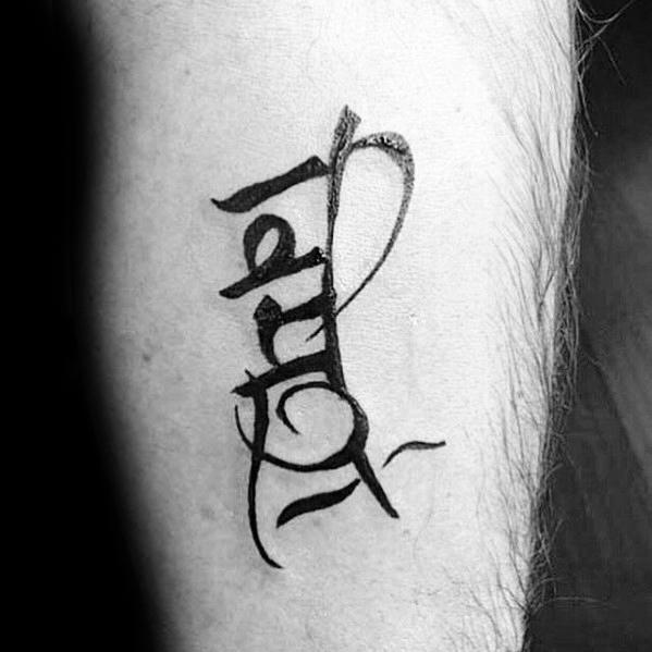 Mens Sanskrit Leg Tattoo Design Ideas