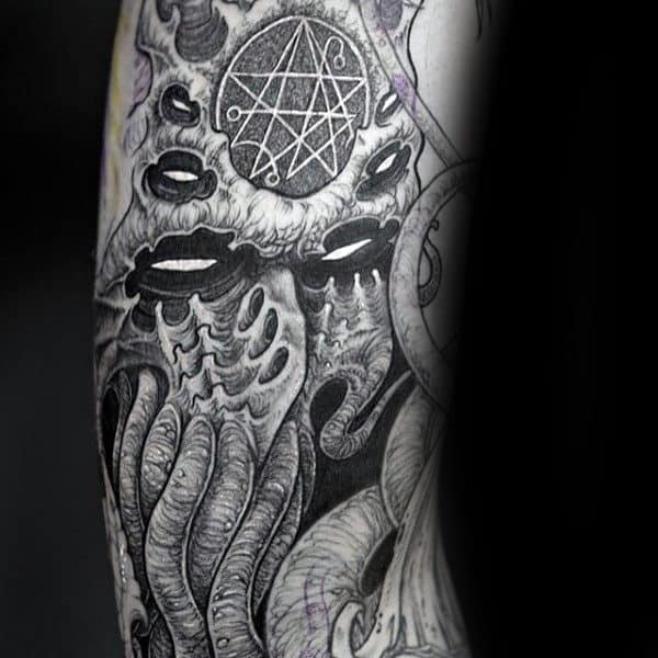 Mens Satanic Cthulhu Arm Tattoos