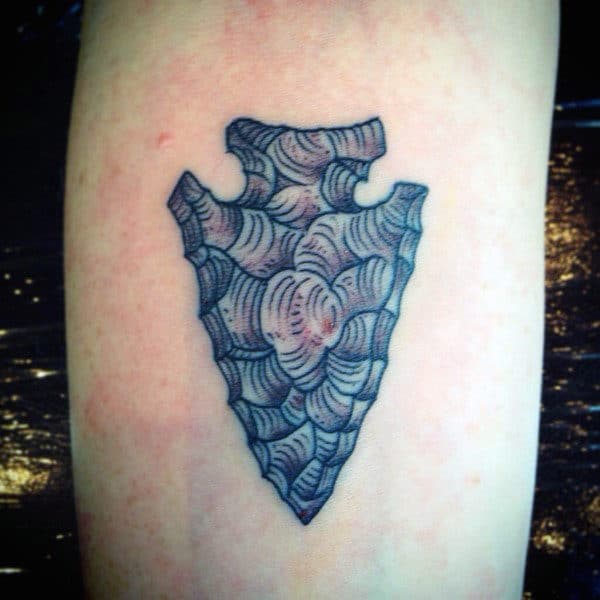 Mens Scaly Arrowhead Tattoo On Calves