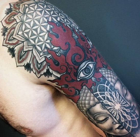 Mens Scared Eye Geometry Tattoo