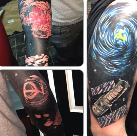 Mens Science Astronomy Tattoos On Arm