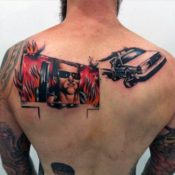 Mens Science Fiction Film The Terminator Back Tattoo